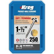 KREG Self-Drilling Screw, 1-1/2 in, Zinc Plated Steel Maxiloc Head Square Drive SML-C150-250